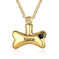 Engraved Bone Urn Necklace with Paw Print