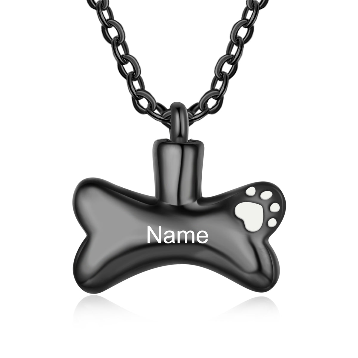 Engraved Bone Urn Necklace with Paw Print