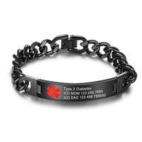 Engraved Medical ID Curb Chain Bracelet