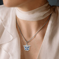 Butterfly Heart Photo Pendant Necklace