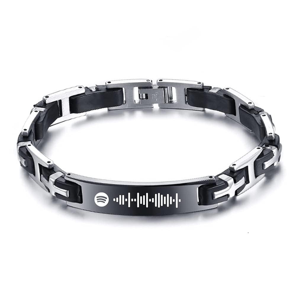Men's Engraved Cross Link ID Bracelet