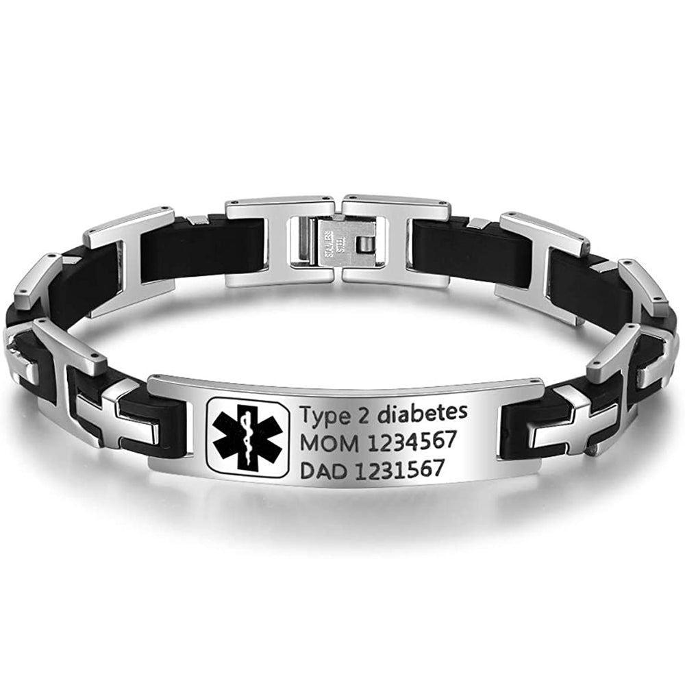 Men's Engraved Cross Link ID Bracelet