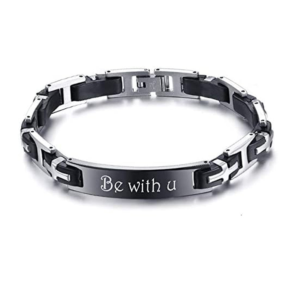 Men's Engraved Cross Link ID Bracelet
