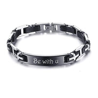 Men's Engraved Cross Link ID Bracelet