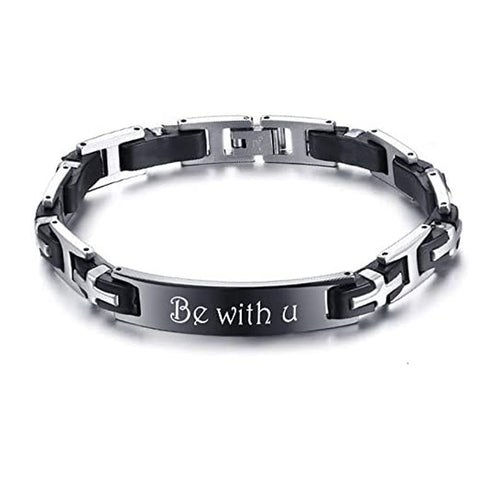 Men's Engraved Cross Link ID Bracelet