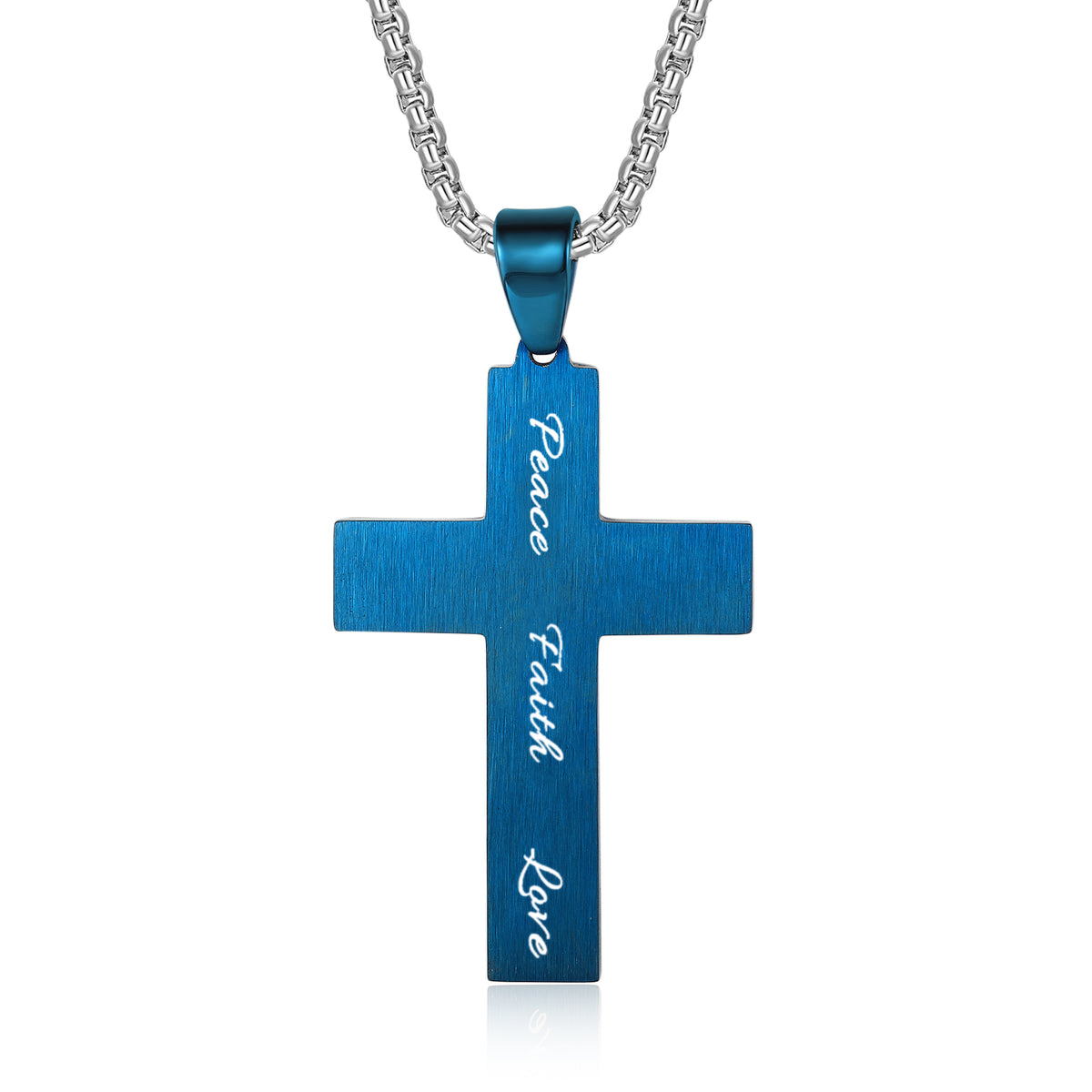 Men's Engraved Rope Inlay Cross Necklace