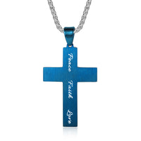 Men's Engraved Rope Inlay Cross Necklace