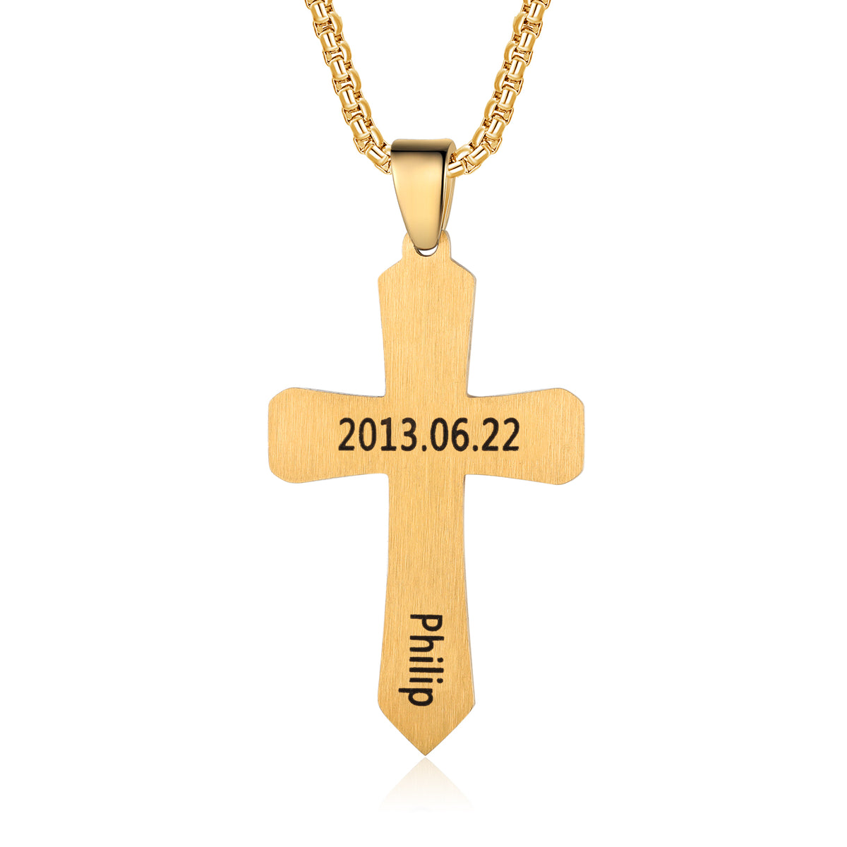 Men's Engraved Carved Cross Necklace