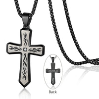 Men's Engraved Carved Cross Necklace