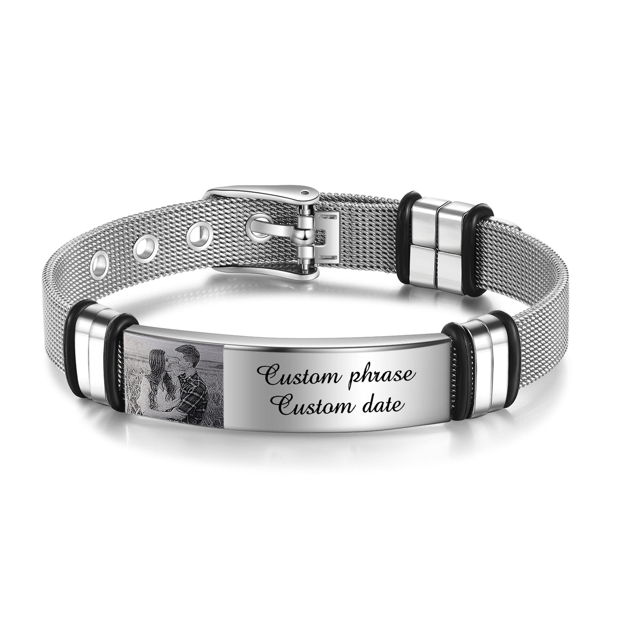 Men's Mesh Photo and Message Bracelet