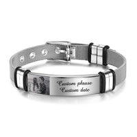 Men's Mesh Photo and Message Bracelet