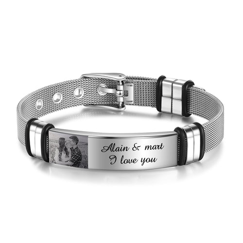 Men's Mesh Photo and Message Bracelet