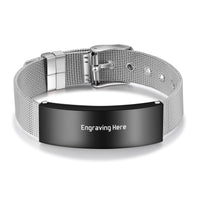 Men's Engraved Mesh Message Bracelet
