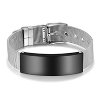 Men's Engraved Mesh Message Bracelet
