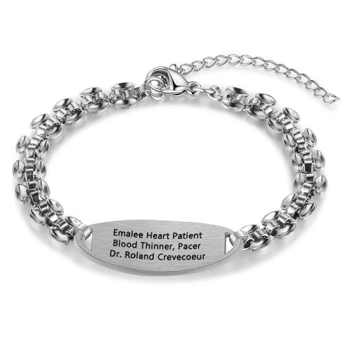Engraved Medical ID Ornate Link Bracelet