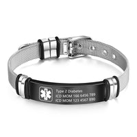 Engraved Medical ID Mesh Strap Bracelet