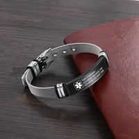 Engraved Medical ID Mesh Strap Bracelet