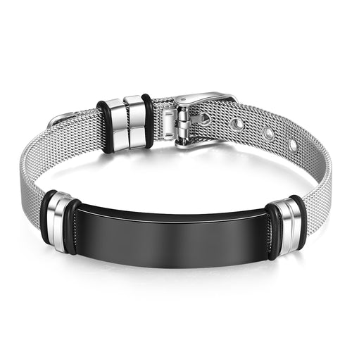 Engraved Medical ID Mesh Strap Bracelet