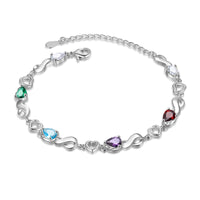 Engraved Name Infinity Heart Birthstone Bracelet