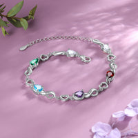 Engraved Name Infinity Heart Birthstone Bracelet