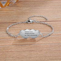 Engraved Medical ID Double Heart Bracelet