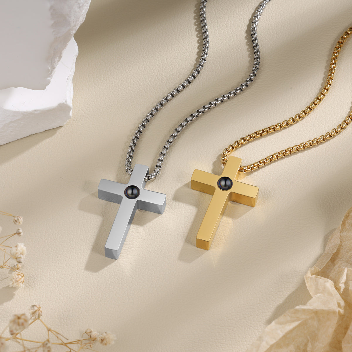 Cross Photo Projection Necklace