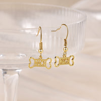 Pet Name Dog Bone Drop Earrings