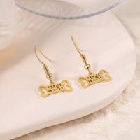 Pet Name Dog Bone Drop Earrings