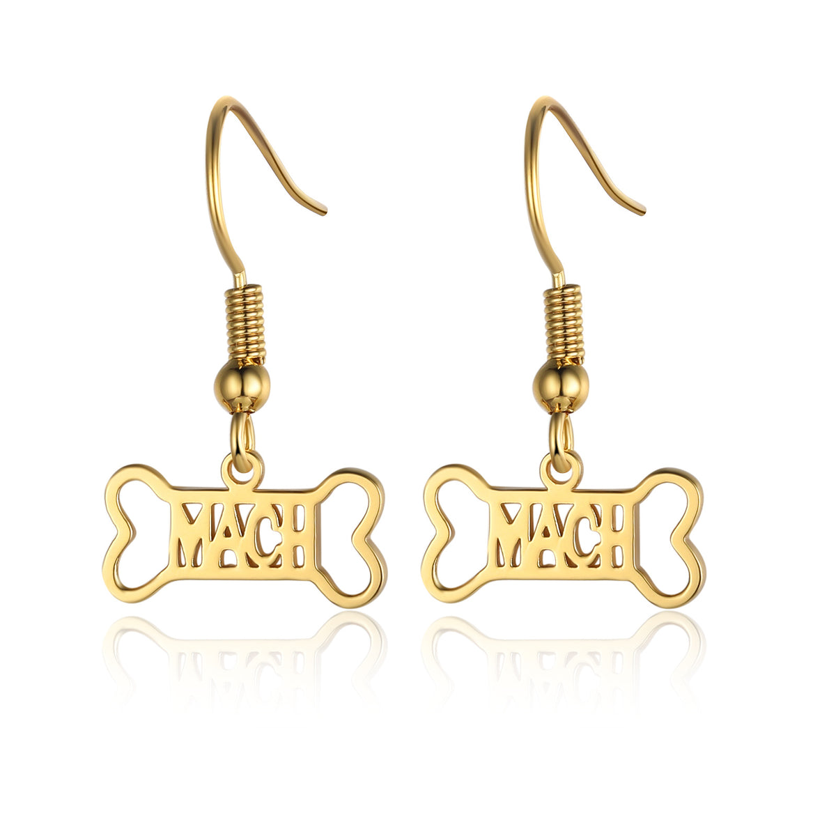 Pet Name Dog Bone Drop Earrings