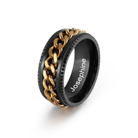 Men's Engraved Spinner Ring with Chain Inlay