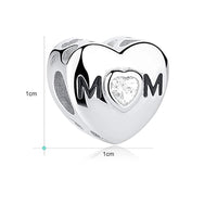 Sterling Silver Mom Heart Photo Bead Charm