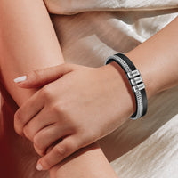 Men's Black Band Name Bead Bracelet