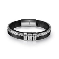 Men's Black Band Name Bead Bracelet