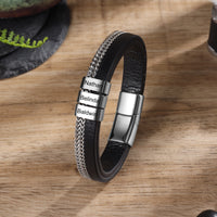 Men's Black Band Name Bead Bracelet