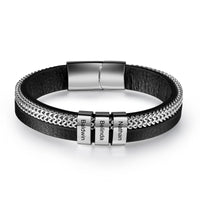 Men's Black Band Name Bead Bracelet