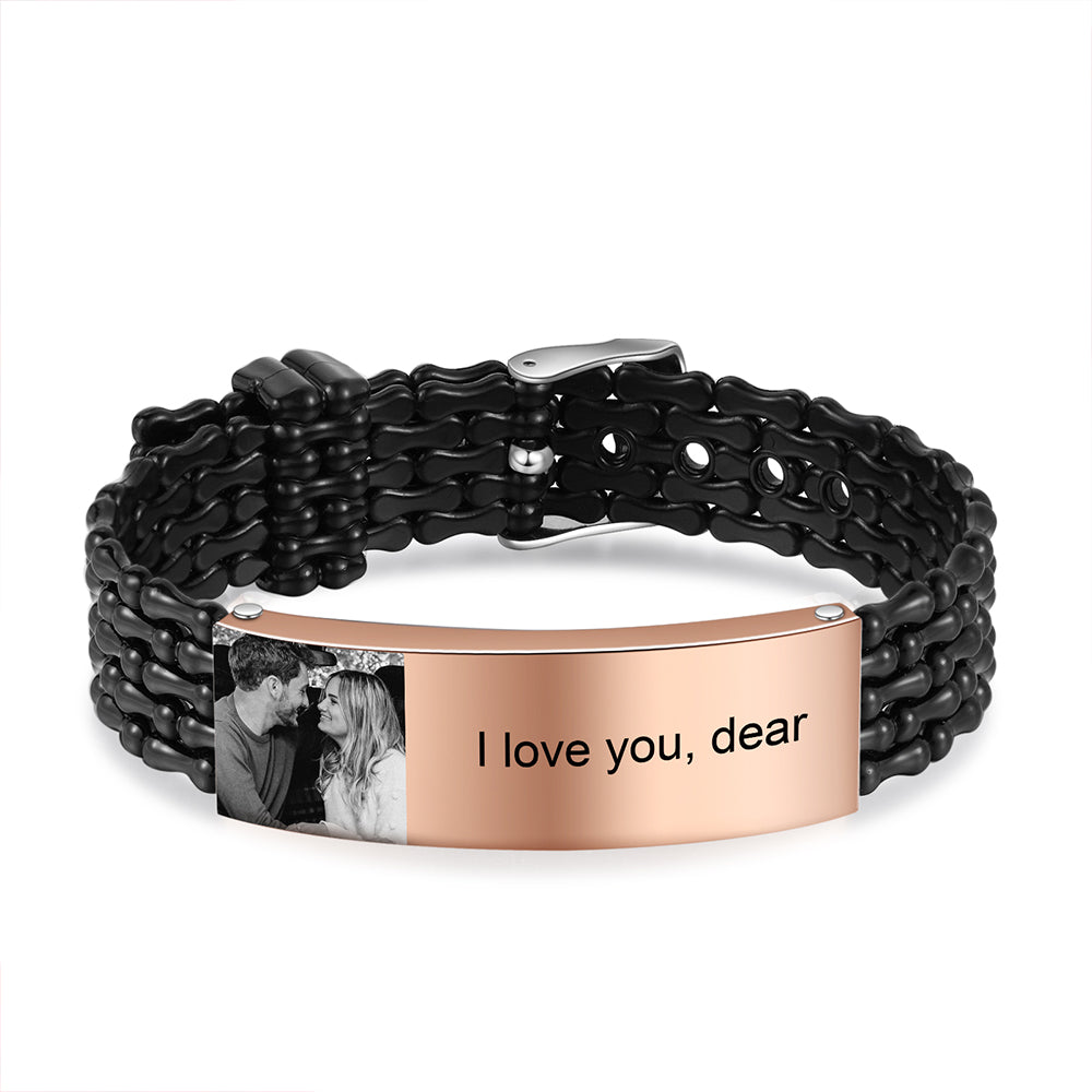 Men's Photo and Name Strap Bracelet