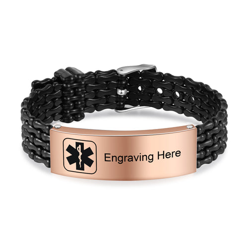 Engraved Medical ID Strap Bracelet