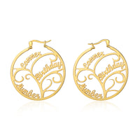 Family Tree Name Hoop Earrings