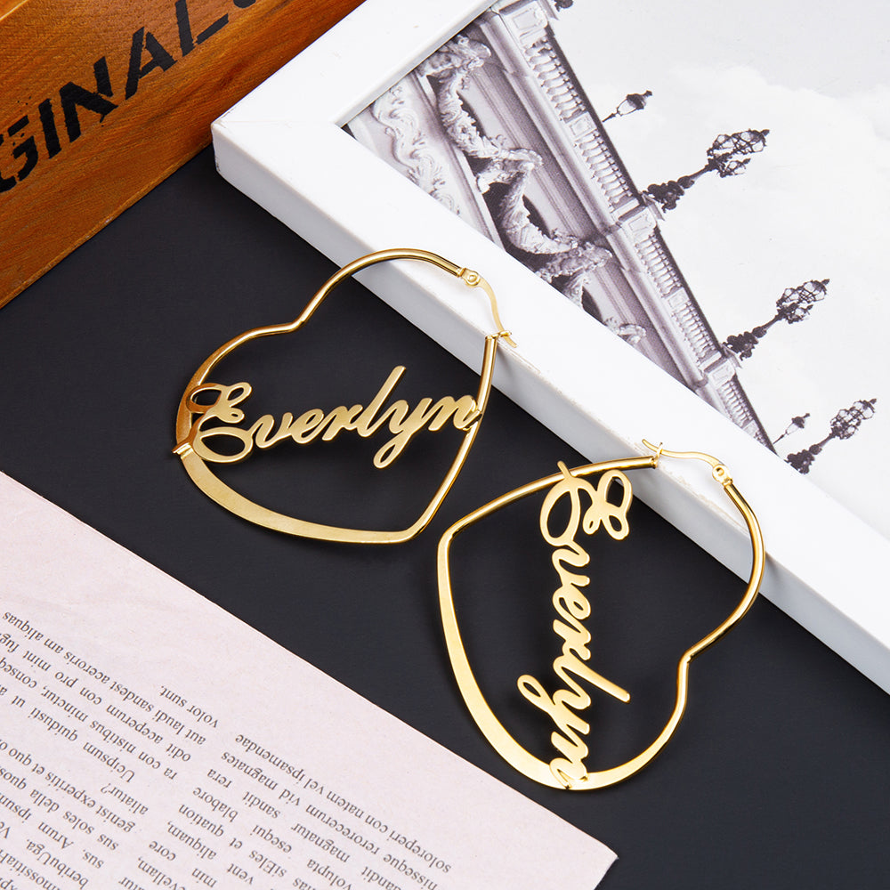 Heart Hoop Name Earrings