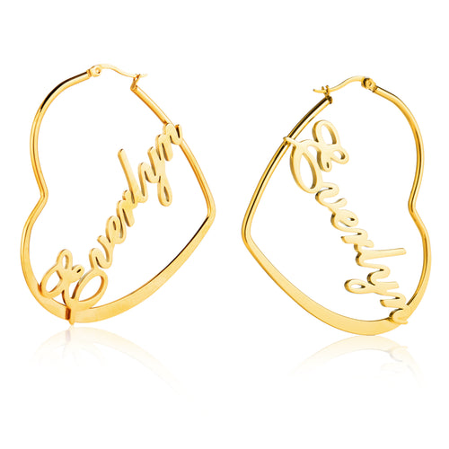 Heart Hoop Name Earrings