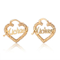 Ornate Heart Name Hoop Earrings