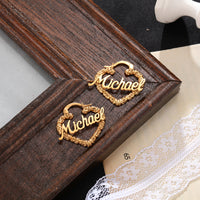 Ornate Heart Name Hoop Earrings
