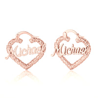 Ornate Heart Name Hoop Earrings