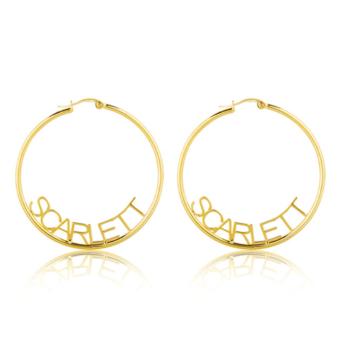 Large Capital Letter Name Hoop Earrings