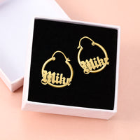 Old English Name Small Hoop Earrings