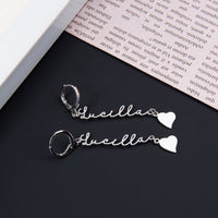 Script Name Huggie Earrings with Heart Charm