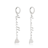Script Name Huggie Earrings with Heart Charm