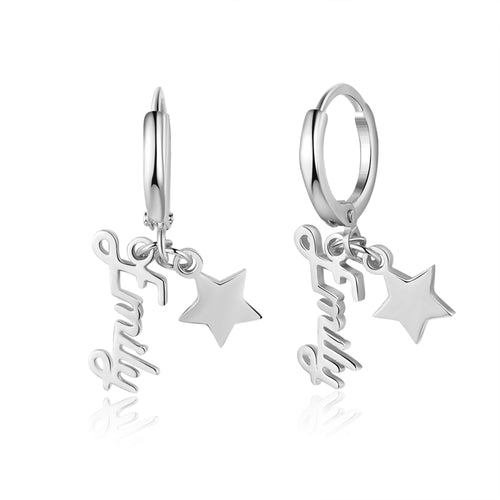 Script Name Huggie Earrings with Star Charm