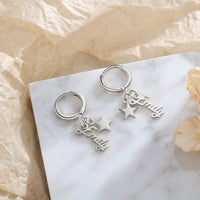 Script Name Huggie Earrings with Star Charm