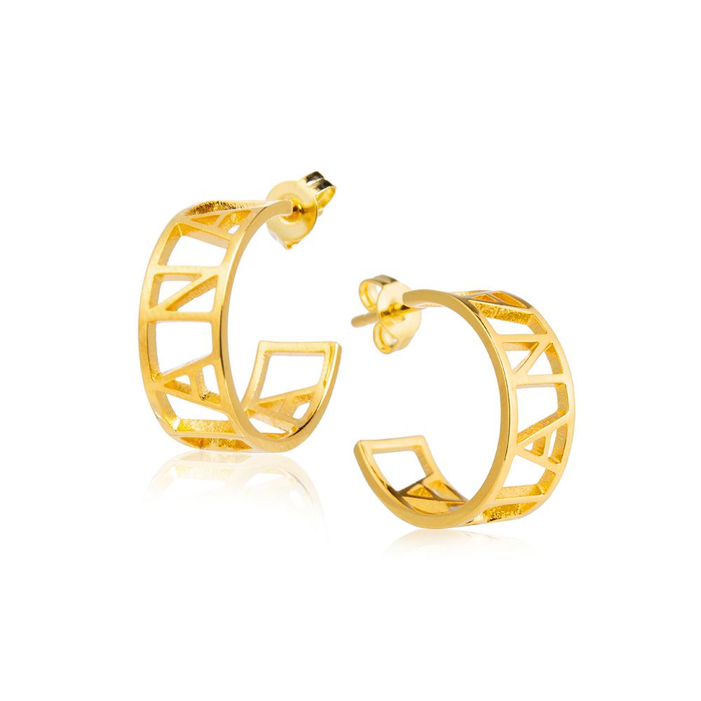 Cut-Out Name Half Hoop Earrings